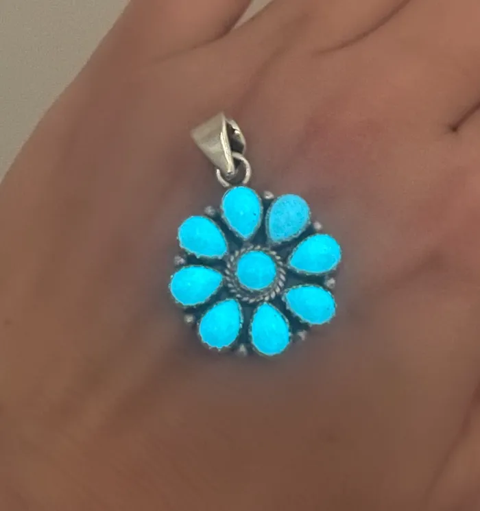 SophiaRene Boutique Rings Sterling Silver Custom Cut Glow Stone Cluster Pendant SophiaRene Boutique Rings Sterling Silver Custom Cut Glow Stone Cluster Pendant