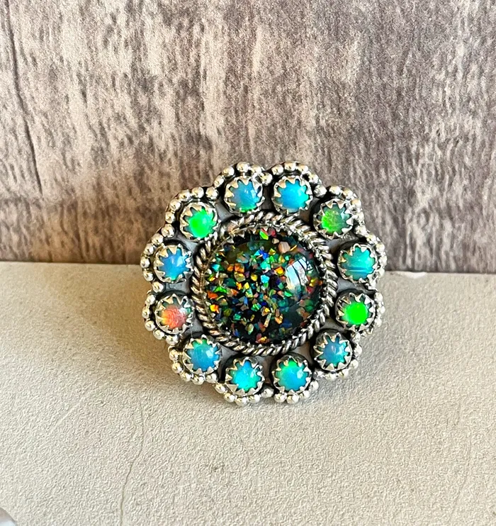 SophiaRene Boutique Sterling Silver Opal Aurora Custom Ring Rings