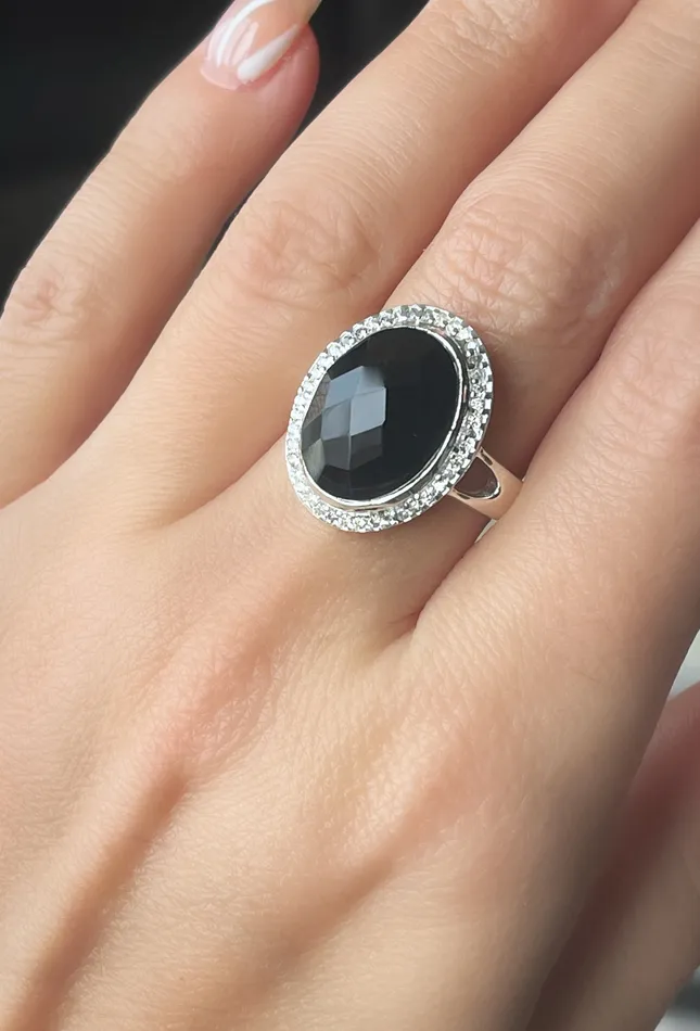 Sophiareneboutiquecom Rings STERLING SILVER CUSTOM BLACK ONYX FACETED RING