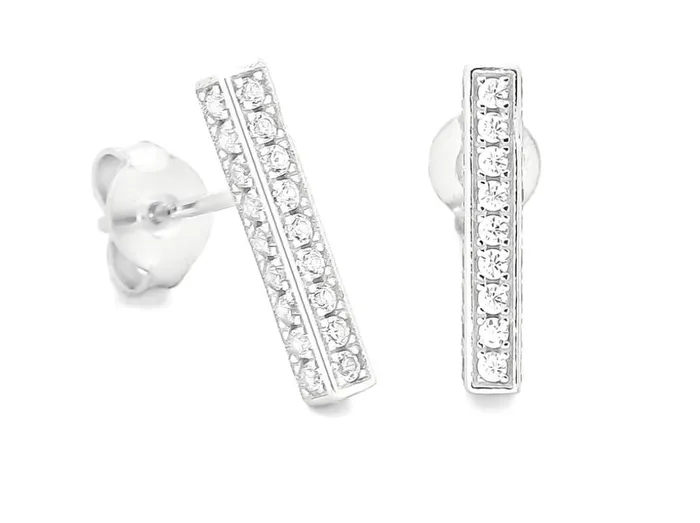 Sophiareneboutique Earrings Sterling Silver Bar CZ Earrings