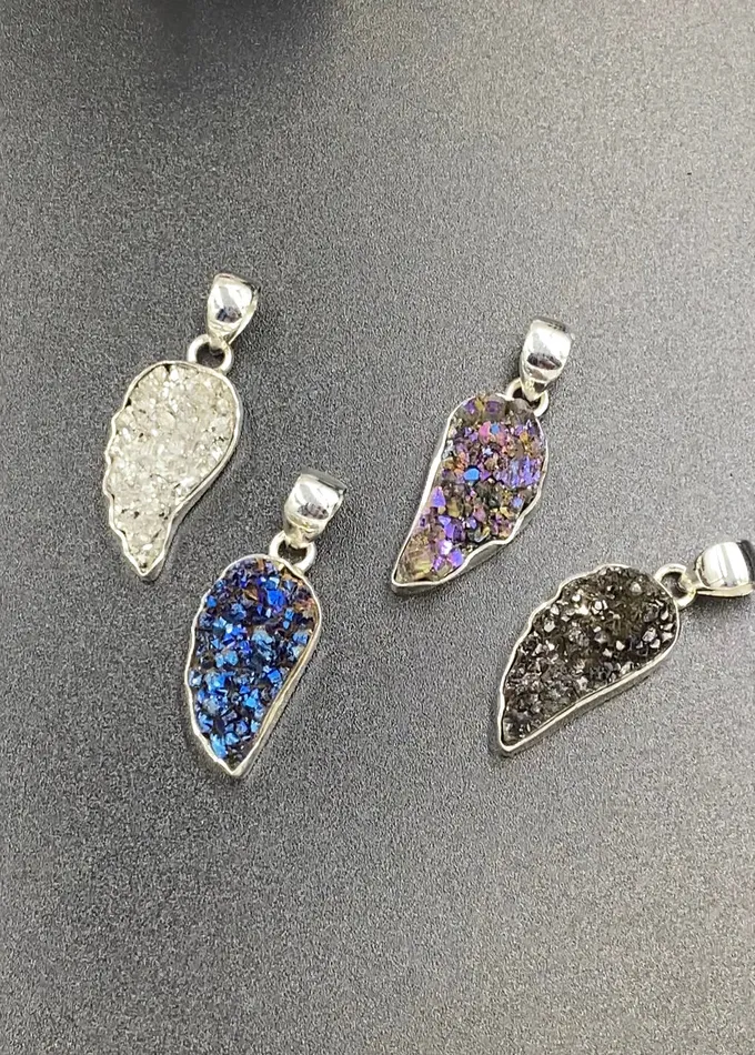 Sophiareneboutique Necklaces Sterling Silver Druzy Angel Wing Pendant
