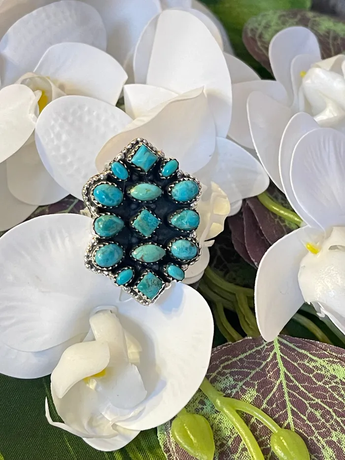 Sterling Silver Turquoise Custom Cluster Ring SophiaRene Boutique Rings