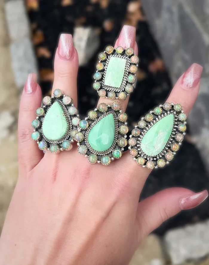 Sterling Silver VaraciteEthiopian Opal Mini Cluster Rings Sophiareneboutiquecom Rings Sterling Silver VaraciteEthiopian Opal Mini Cluster Rings Sophiareneboutiquecom Rings
