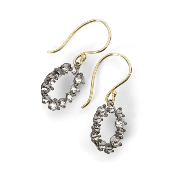 Todd Pownell Earrings Inverted Diamond Oval Drop Earrings