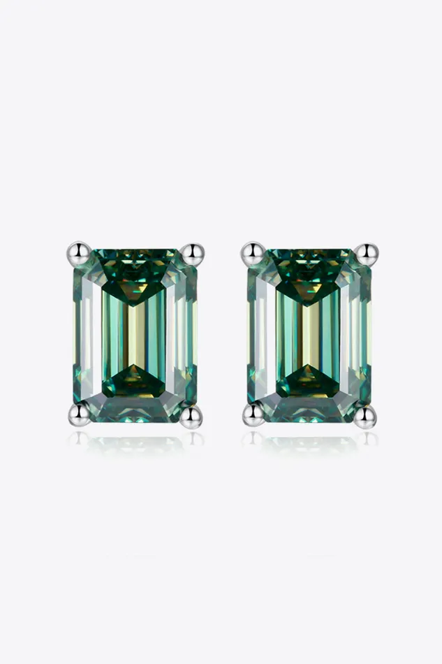 Trendsi Earrings 2 Carat Moissanite Stud Earrings in Green