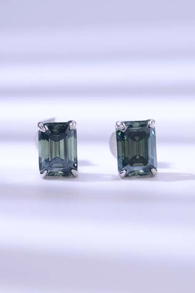 Trendsi Earrings 2 Carat Moissanite Stud Earrings in Green