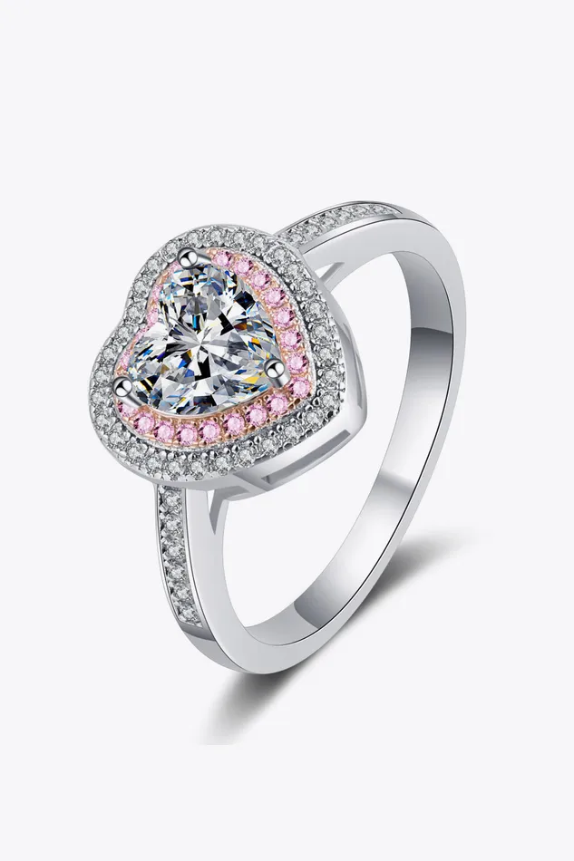 Trendsi Rings 1 Carat Moissanite Heart 925 Sterling Silver Ring