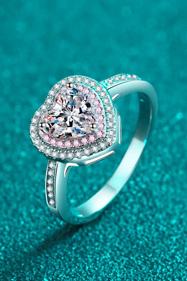 Trendsi Rings 1 Carat Moissanite Heart 925 Sterling Silver Ring