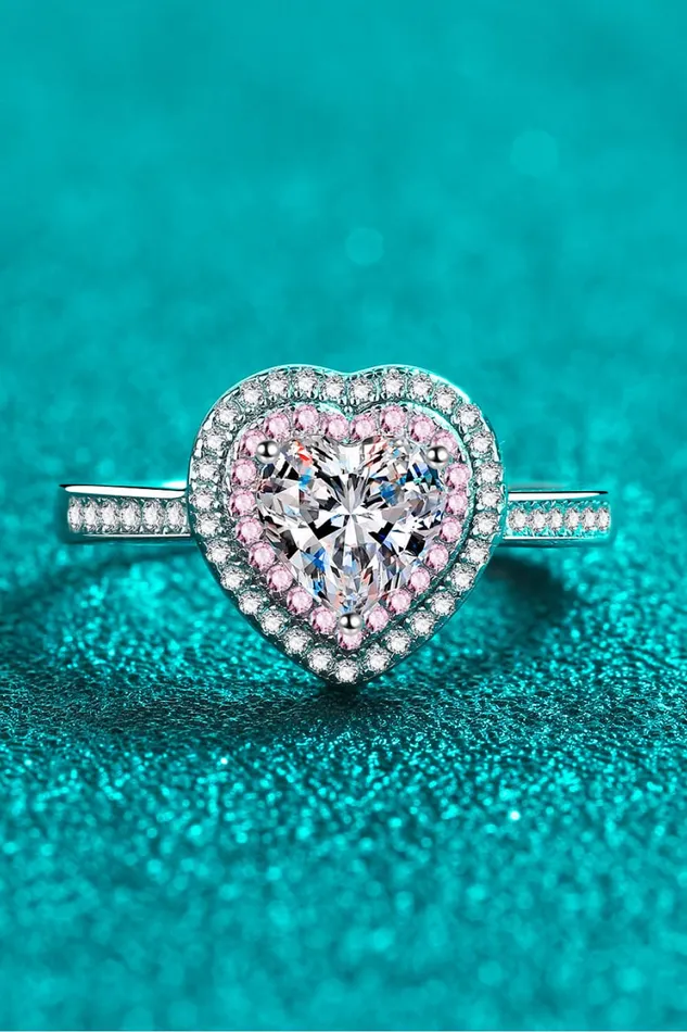 Trendsi Rings 1 Carat Moissanite Heart 925 Sterling Silver Ring