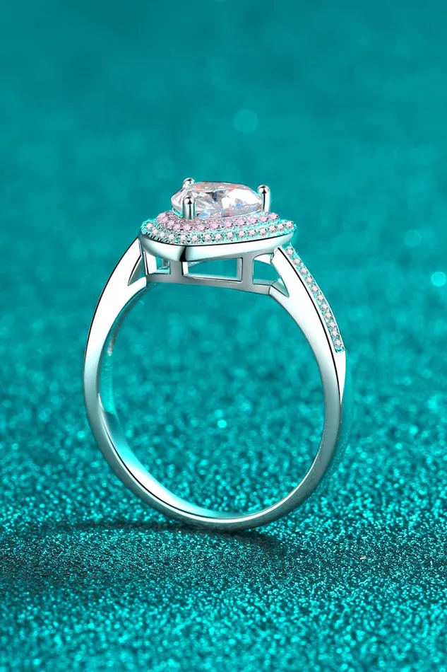 Trendsi Rings 1 Carat Moissanite Heart 925 Sterling Silver Ring