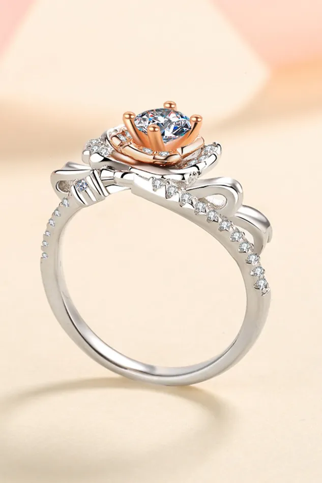 Trendsi Rings 925 Sterling Silver RoseShaped Moissanite Ring