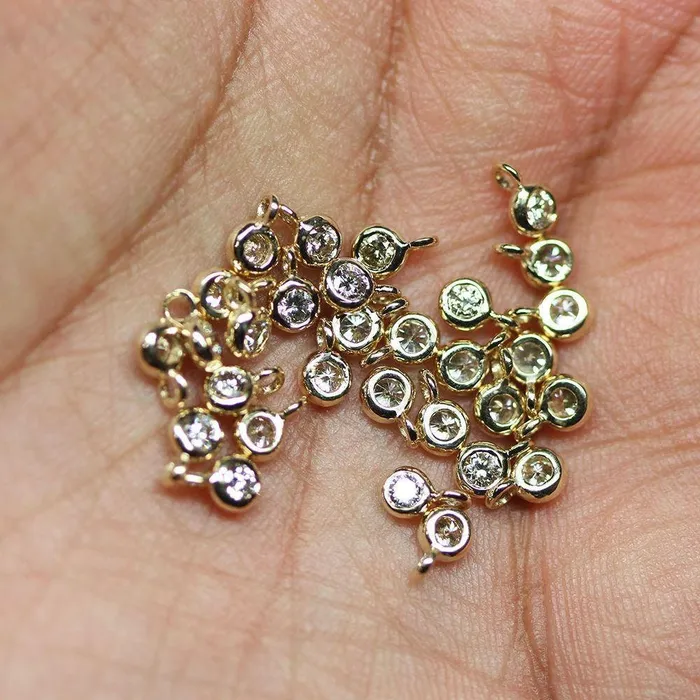 Zircon Charm Gold Vermeil Charm Sterling Silver Finding Charm Pendant Bezel Jewelry Finding Diamond Connector Zircon Supoplies Jalvi Co Charm Necklaces
