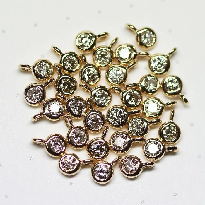 Zircon Charm Gold Vermeil Charm Sterling Silver Finding Charm Pendant Bezel Jewelry Finding Diamond Connector Zircon Supoplies Jalvi Co Charm Necklaces