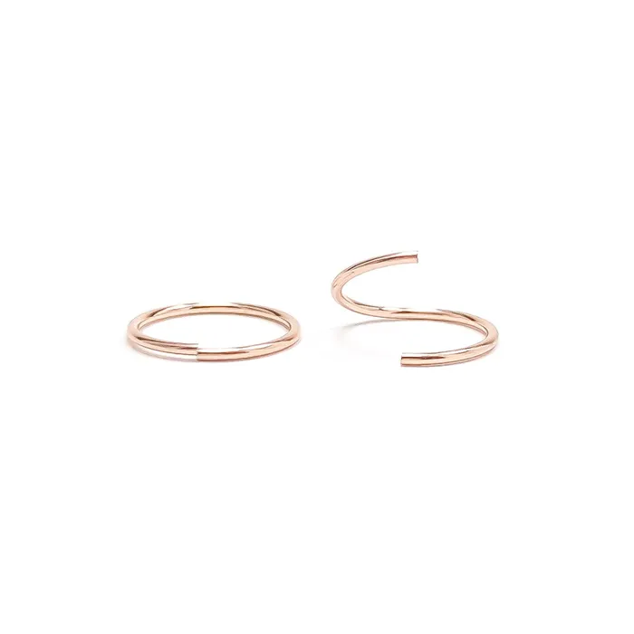 14K Rose Gold Hoop Earrings Continuous Hoops By Hand Earrings
