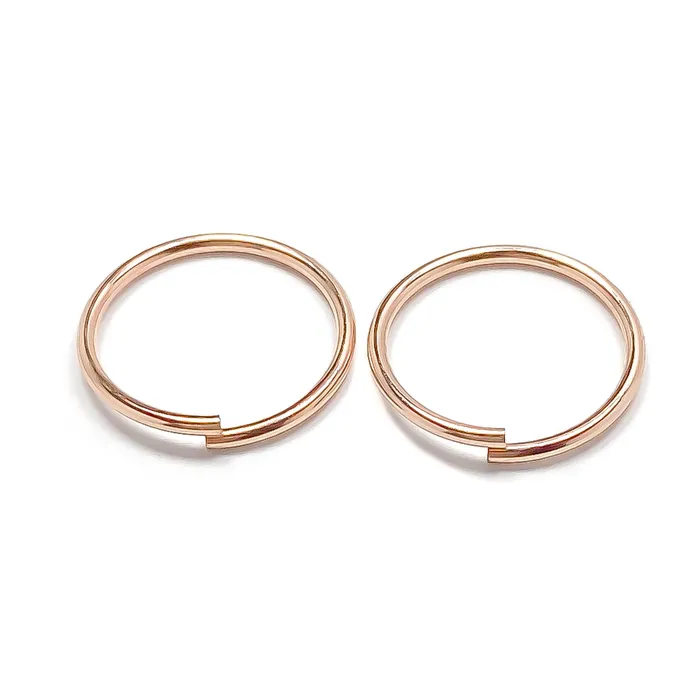 14K Rose Gold Hoop Earrings Continuous Hoops By Hand Earrings