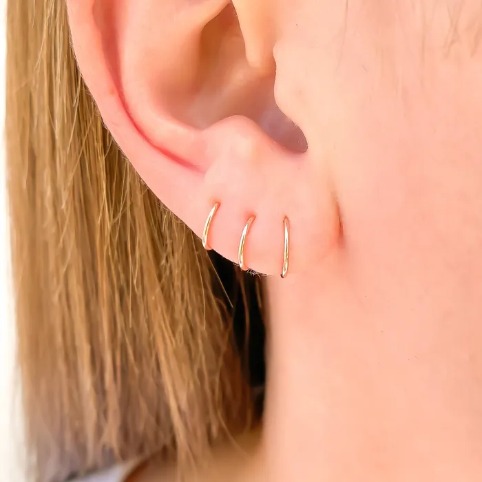 14K Rose Gold Hoop Earrings Continuous Hoops By Hand Earrings