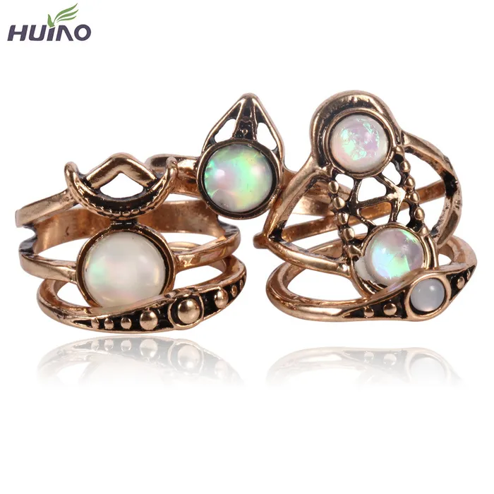 5PCSSet Vintage Bohemian Retro Color Ring for Women sparklingselections Rings 5PCSSet Vintage Bohemian Retro Color Ring for Women sparklingselections Rings