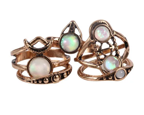 5PCSSet Vintage Bohemian Retro Color Ring for Women sparklingselections Rings