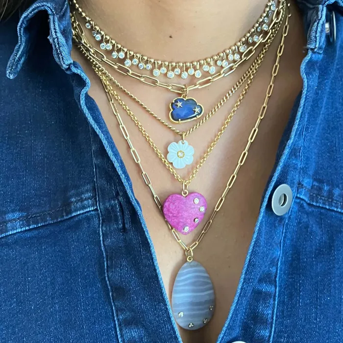 Alev Collection Charm Necklaces Cloud Stone Charm