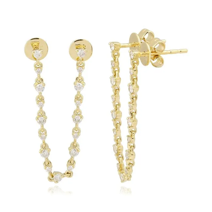 Alev Collection Double Diamond Chain Earring Earrings
