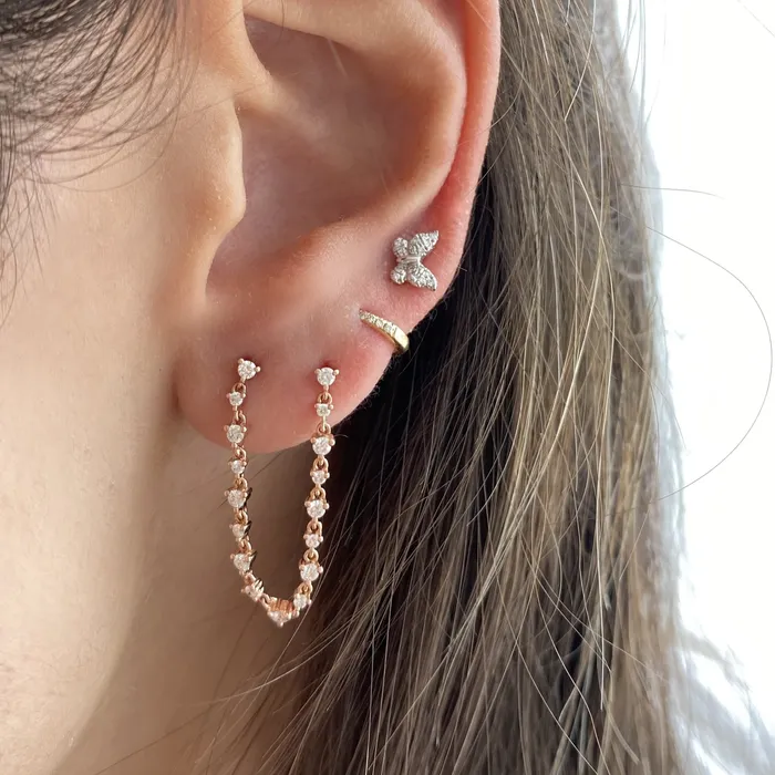 Alev Collection Double Diamond Chain Earring Earrings