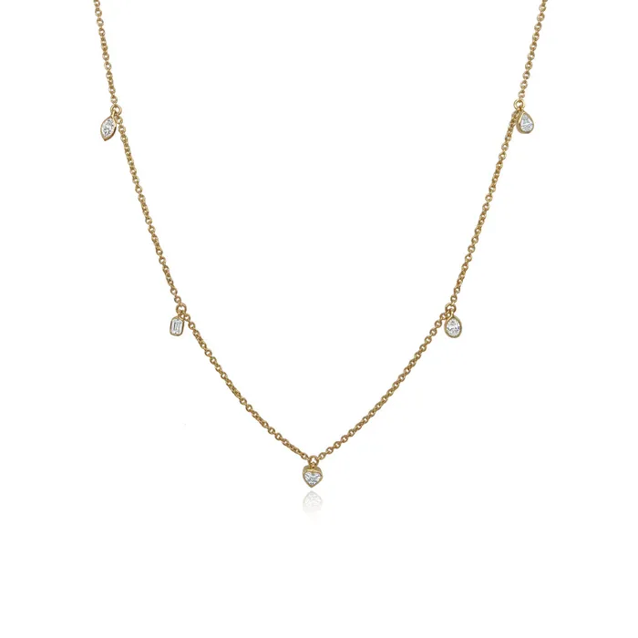 Alev Collection Necklaces Multi Shape Five Bezel Dangling Necklace