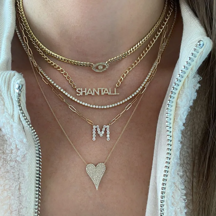 Alev Collection Pave Evil Eye Cuban Chain Necklace Necklaces