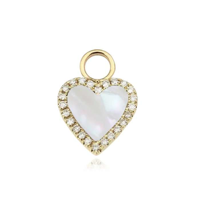 Alev Jewelry Charm Necklaces Pave Outline Stone Heart Huggie Charm