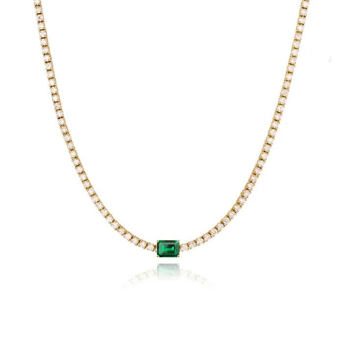 Alev Jewelry Solitaire Gemstone Tennis Necklace Necklaces