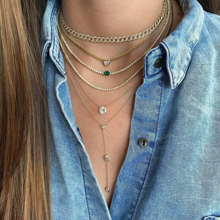 Alev Jewelry Solitaire Gemstone Tennis Necklace Necklaces