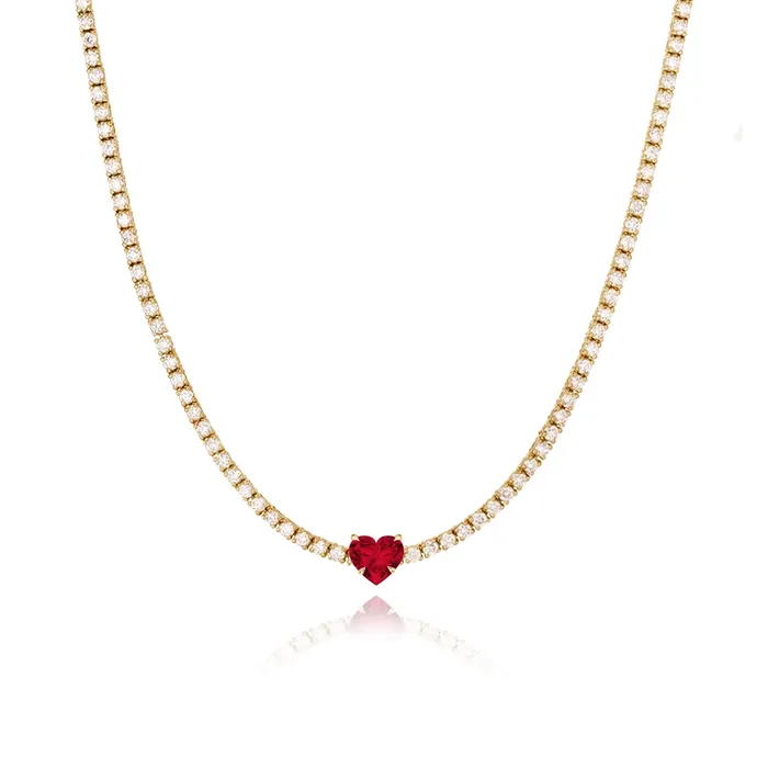 Alev Jewelry Solitaire Gemstone Tennis Necklace Necklaces
