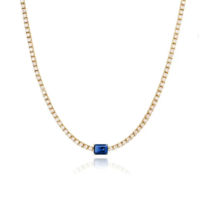 Alev Jewelry Solitaire Gemstone Tennis Necklace Necklaces