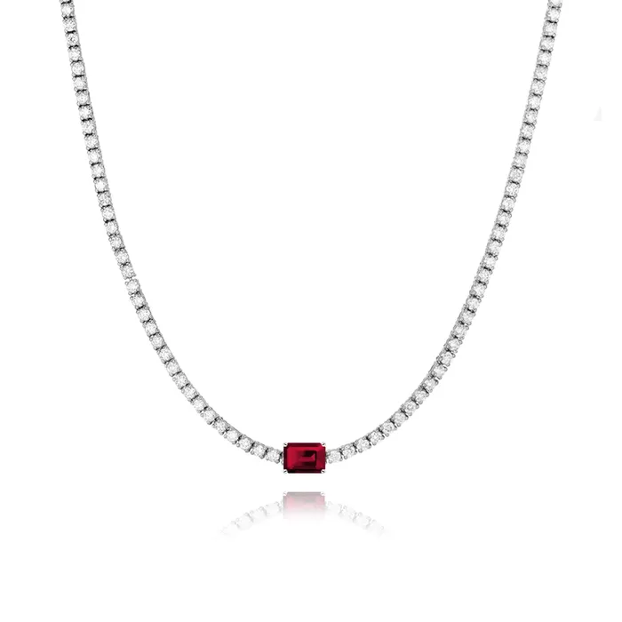 Alev Jewelry Solitaire Gemstone Tennis Necklace Necklaces