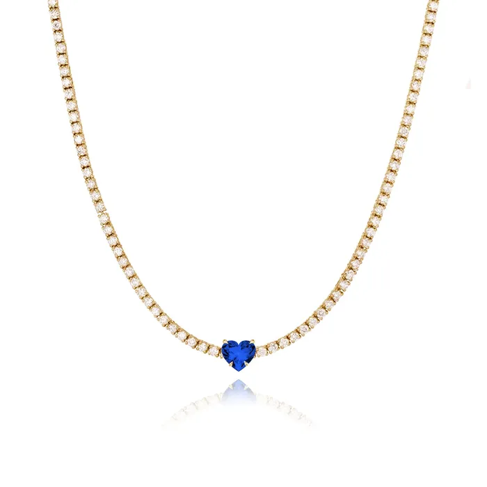 Alev Jewelry Solitaire Gemstone Tennis Necklace Necklaces