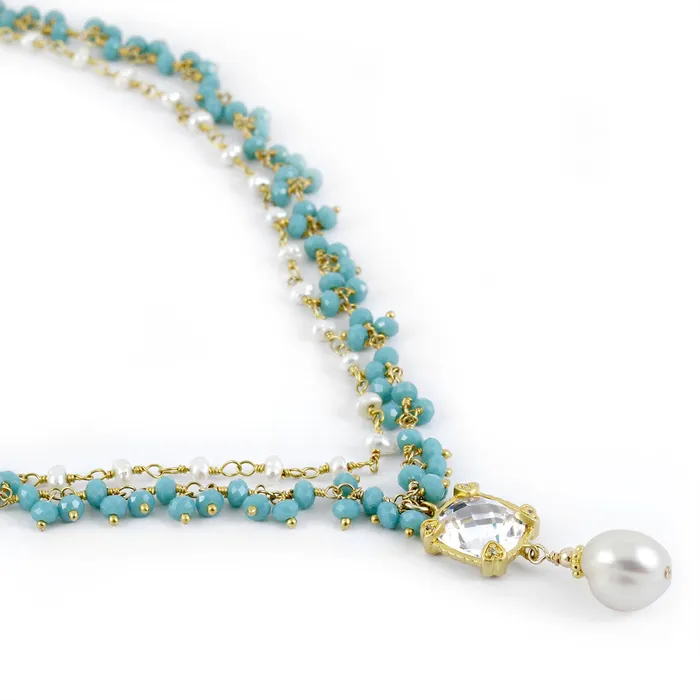 Amazonite Pearl Topaz Necklace349542 Elisa Ilana Necklaces