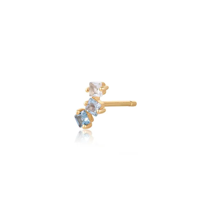 Aurelie Gi Earrings WAVE Blue Topaz Tritone Stud Earring