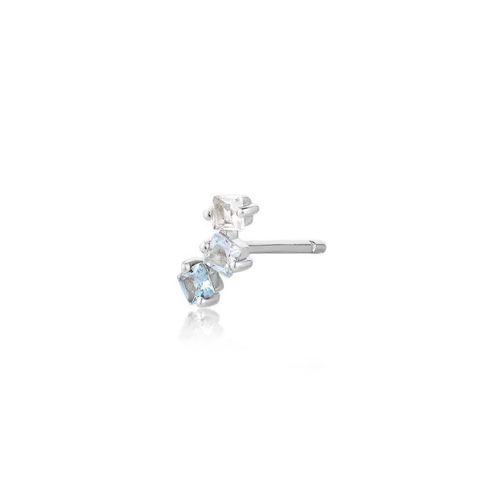 Aurelie Gi Earrings WAVE Blue Topaz Tritone Stud Earring Aurelie Gi Earrings WAVE Blue Topaz Tritone Stud Earring