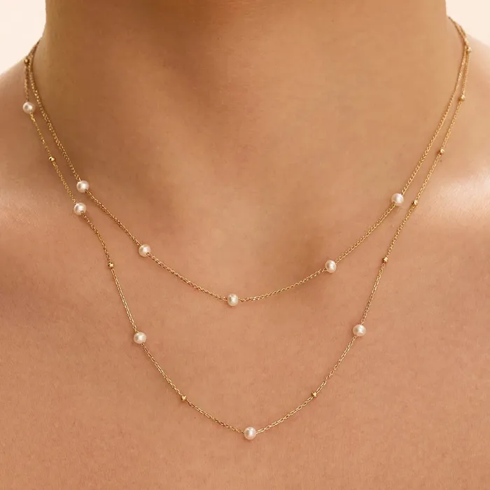 Aurelie Gi Necklaces JULIANA Pearl and Gold Beaded Necklace