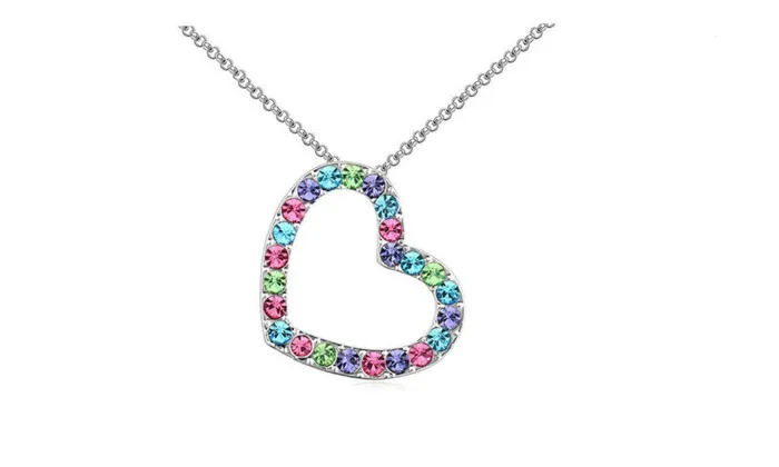 Austrian Crystal Heart Pendant Necklace sparklingselections Necklaces