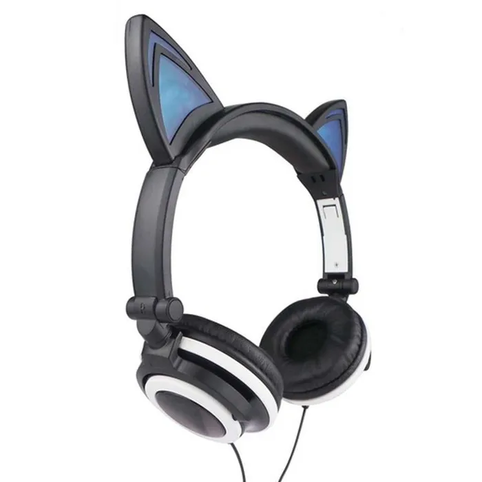 Black Foldable Flashing Glowing Cat Ear Headphone sparklingselections Earrings Black Foldable Flashing Glowing Cat Ear Headphone sparklingselections Earrings