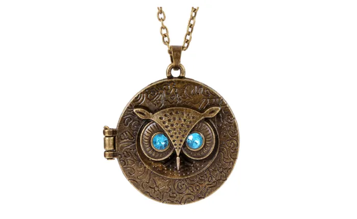 Blue Eye Owl Round Box Opening Locket Pendant Necklace sparklingselections Necklaces Blue Eye Owl Round Box Opening Locket Pendant Necklace sparklingselections Necklaces