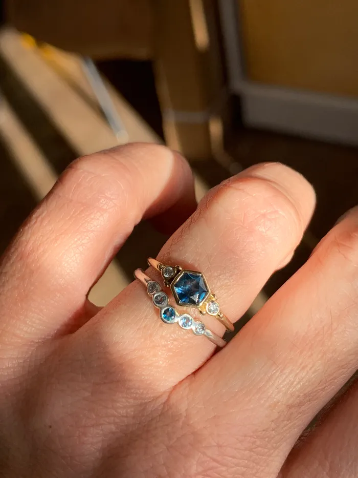 Blue Glimmer Halo band in 14k gold or sterling silver Emily Amey Jewelry Rings