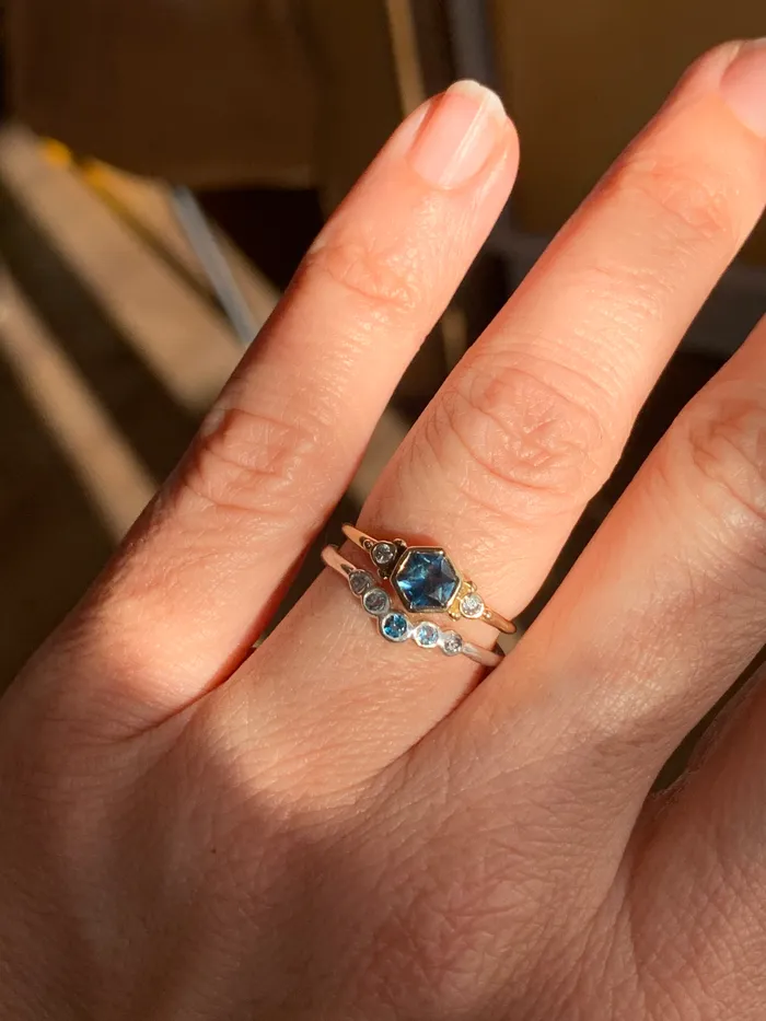 Blue Glimmer Halo band in 14k gold or sterling silver Emily Amey Jewelry Rings
