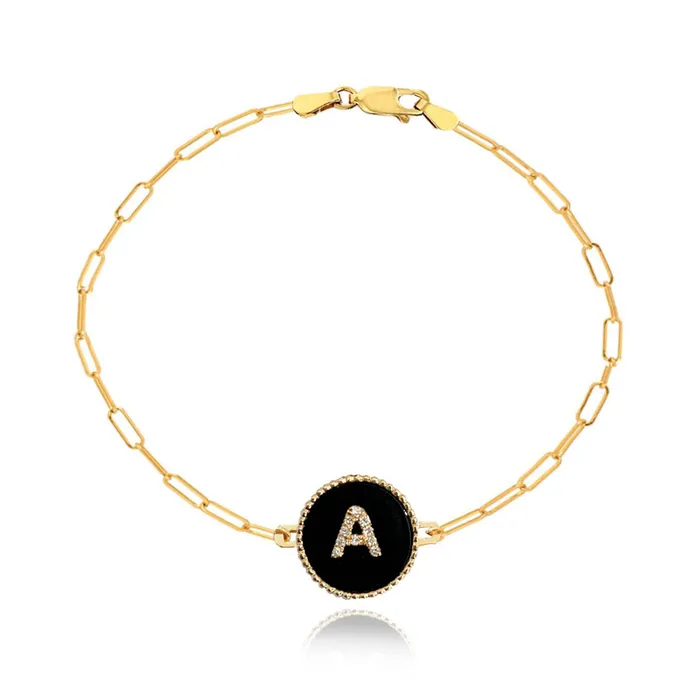 Bracelets Alev Collection Round Diamond Initial Stone Bracelet