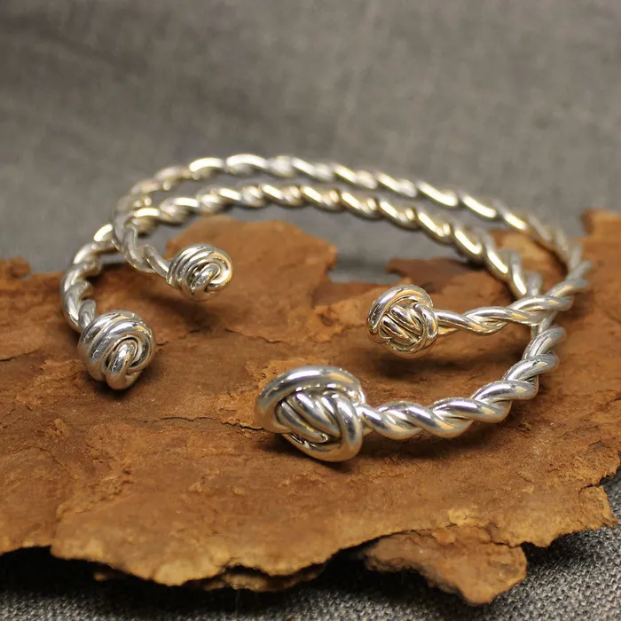 Bracelets Crucian Gold Twisted Knot Sterling Silver Cuff Bracelet