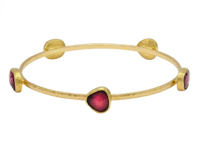 Bracelets GG GOLD OOAK GURHAN Elements Gold Rhodolite Stacking Bangle Bracelet 5Stone Bracelets GG GOLD OOAK GURHAN Elements Gold Rhodolite Stacking Bangle Bracelet 5Stone