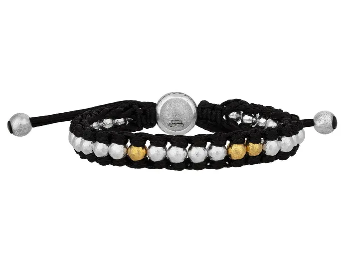 Bracelets GG SILVER NEW GURHAN Mens Sterling Silver Beaded SingleStrand Bracelet Hammered Balls Adjustable Cord Bracelets GG SILVER NEW GURHAN Mens Sterling Silver Beaded SingleStrand Bracelet Hammered Balls Adjustable Cord