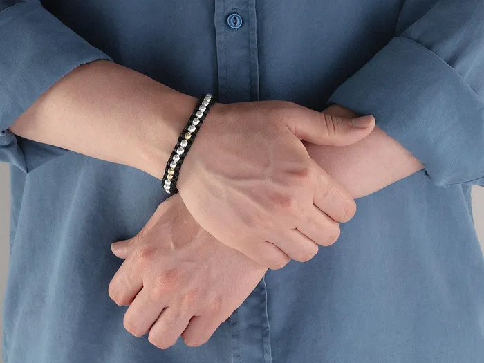 Bracelets GG SILVER NEW GURHAN Mens Sterling Silver Beaded SingleStrand Bracelet Hammered Balls Adjustable Cord Bracelets GG SILVER NEW GURHAN Mens Sterling Silver Beaded SingleStrand Bracelet Hammered Balls Adjustable Cord