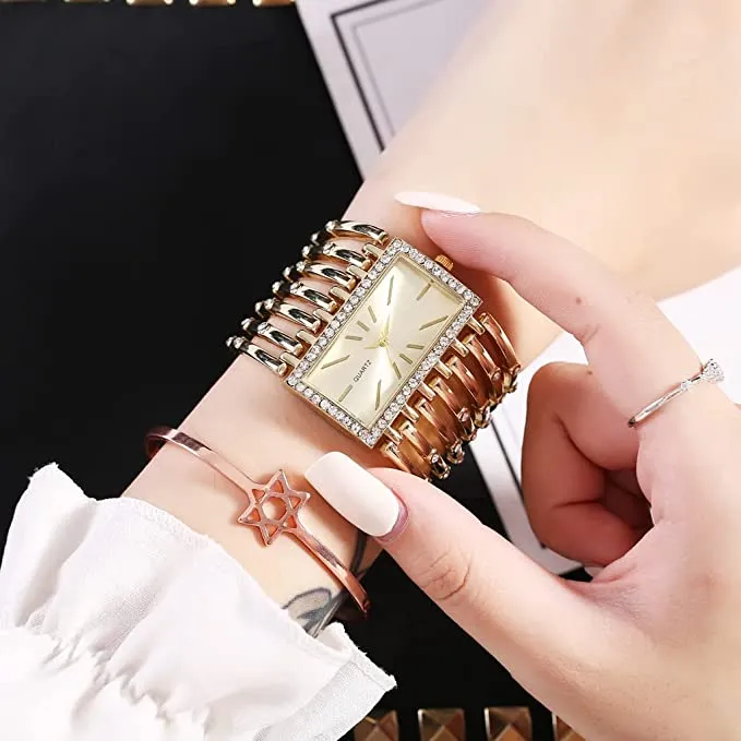Bracelets sparklingselections Women Gold Rhinestone Analog Luxury Round Full Bracelet Quartz Wrist Watch