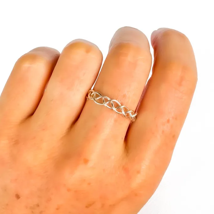 Braided Ring 925 Sterling Silver Hoops By Hand Rings